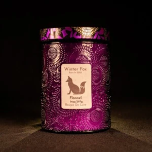 Christmas Candles FLANNEL 15oz Large Luxury Candles Coconut Wax Winter Fox - Picture 1 of 2