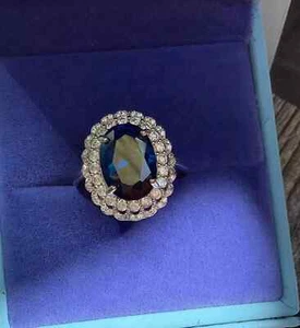 AAA 4.40 Ct Oval Natural Sapphire Diamond Ring 14K Solid White Gold Size All - Picture 1 of 7