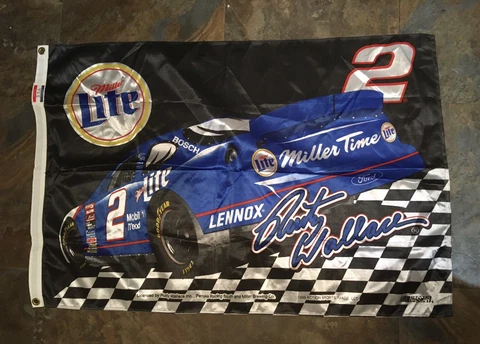 Rusty Wallace NASCAR Miller Lite Racing Checkered Flag 28 x 48 Miller Time Beer Cover