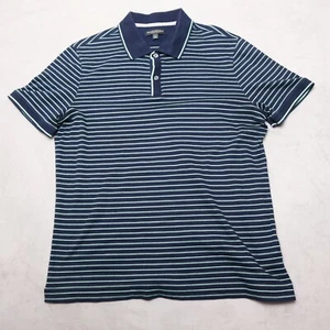 Banana Republic Polo Shirt Mens Large Striped Blue Green Luxury Touch - Picture 1 of 14