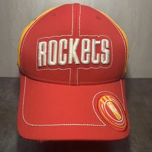 Adidas Houston Rockets Hat Retro Yellow Stretchfit SZ XL 6 Panel Summit Era H25 - Picture 1 of 9