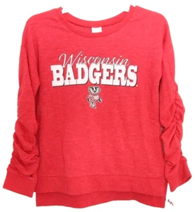 NEW Wisconsin Badgers Colosseum Red Scrunched Sweatshirt kids Youth Girls M 7-8 - Picture 1 of 9