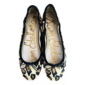 Sam Edelman Felicia Calf Fur Ballet Flats Leopard Print Slip-On Shoe - Size 6.5M - Picture 1 of 10