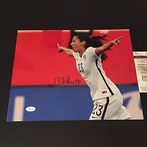Christen Press calcio olimpico medaglia oro firmata auto 11x14 FOTO JSA certificata - Foto 1 di 2