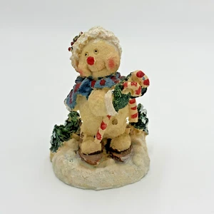 Heritage Pottery Harz Skifahren Schneemann 1996 handbemalt Zuckerstange Stangen 4,5" hoch - Bild 1 von 7