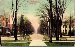 1911 Erie PA Street View West Sixth Street Pennsylvania Postcard - Picture 1 of 2