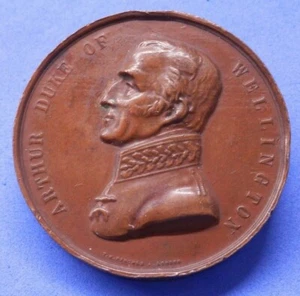 Duke of Wellington Large Copper Memorial Medallion Pinches 1852 Edge Inscribed - Picture 1 of 9