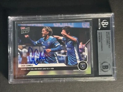 CADE COWELL Signed 2021 Topps Now MLS Auto Beckett BAS Slabbed SJ Earthquakes - Image 1 of 3
