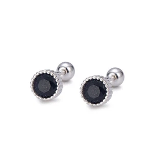 Men's Women Sterling Silver Solitaire Round CZ Screw Back Stud Earrings A1021 - Picture 1 of 21