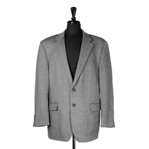 Chaps Ralph Lauren Mens Blazer 44R Gray Herringbone Wool Lined Sport Coat Jacket - Picture 1 of 9