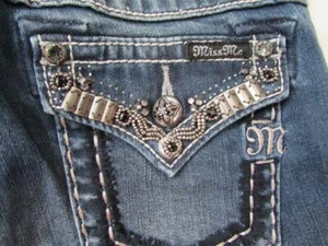 MISS ME tween girls crystals denim bling embellished flap pocket bermuda shorts - Picture 1 of 1