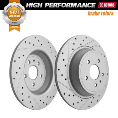 Par de rotores de freno de disco perforados traseros para Ford Escape Fusion Lincoln MKC MKX MKZ Foto 1 de 4