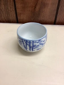 Taza de té de bambú de porcelana Aritayaki artesanal tradicional japonesa azul y blanco - Imagen 1 de 7