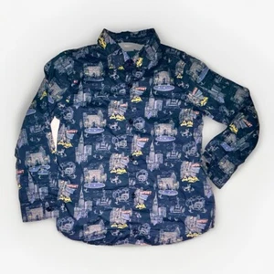 BONPOINT New York Look Liberty Print Button Up Shirt NYC Empire State Taxi Sz 4 - Picture 1 of 3