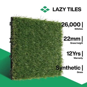 x1 Artificial Synthetic Grass Turf Tile - Indoor & Outdoor Interlocking Tile - Foto 1 di 11