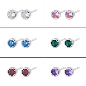 925 Silber Ohrstecker mit Zirkonia, Minimalistisch & Modern, Damen Ohrringe - Bild 1 von 11