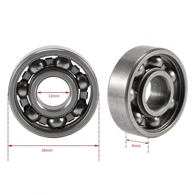 OPEN UNSHIELDED DEEP GROOVE STEEL BEARING 6001 12x28x8mm 7-BALL GREASED RACE - Image 1 of 4