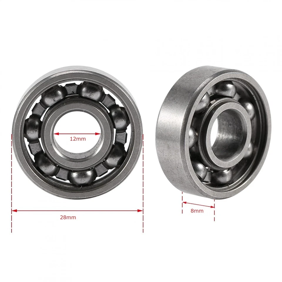 OPEN UNSHIELDED DEEP GROOVE STEEL BEARING 6001 12x28x8mm 7-BALL GREASED RACE - Image 1 of 4