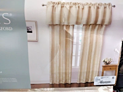 Marquis By Waterford, Emilia, Par de paneles de cortinas con lazos, crema, nuevo con etiquetas Foto 1 de 4