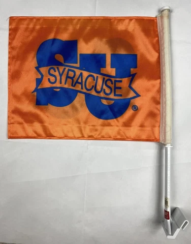 Vintage Syracuse University Orange Window Mount 2-Sided Car Flag SU Official Cover