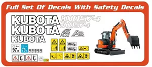 Kubota KX057-4 Eco Plus Mini Digger Full Decal Sticker Kit With Safety Decals - Picture 1 of 3