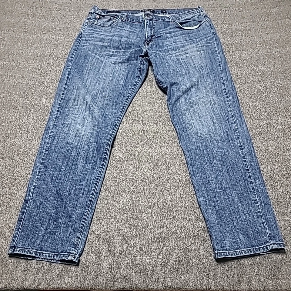 Lucky Brand 221 Mens Jeans 40x32 Straight Fit Blue Faded Grunge Denim Pants - Image 1 of 4