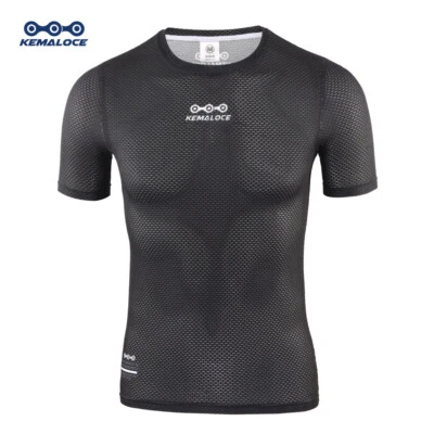 KEMALOCE Cycling Base Layer Men Short Sleeve White&Black Cool Sports Shirts - Image 1 of 4