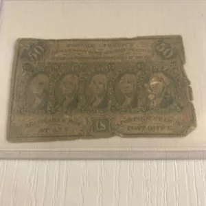 1st Issue 50 CENTS FRACTIONAL CURRENCY NOTE Fr.#1312 CIVIL WAR ERA counterfeit - Picture 1 of 4