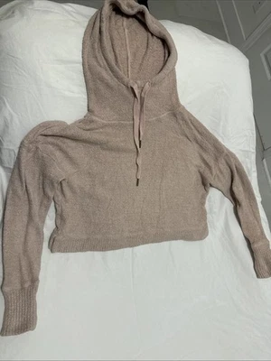 Women’s Small, Barefoot Dreams Crop Top Hoodie, Long Sleeve With Thumb Hole Pink — 第 1/4 张图片