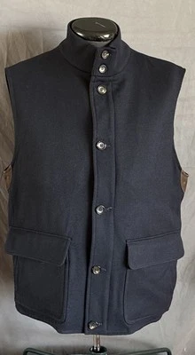 NWT Luciano Barbera Navy Blue Wool Sport Vest Made in Italy Size 54 Cashmere New - Image 1 of 4