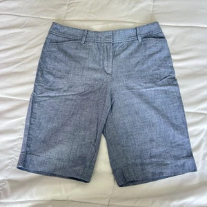 Talbots Womens 2 Perfect Shorts Blue Flat Front Pockets 100% Cotton Casual - Picture 1 of 10