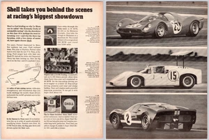 Shell Öl Ford vs Ferrari Le Mans Rennautos Autos Oldtimer Printanzeige 1967 - Bild 1 von 1