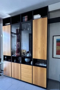 Mobile soggiorno Molteni serie 505, anno 1988, ante in noce naz. Ottimo stato. - Foto 1 di 5