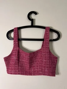 Camiseta sin mangas corta Forever 21 fucsia tweed para mujer - Imagen 1 de 4