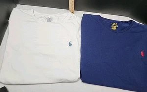 2 - Ralph Lauren Polo Mens Large Short Sleeve Custom Fit Shirt, White / Blue - Picture 1 of 5