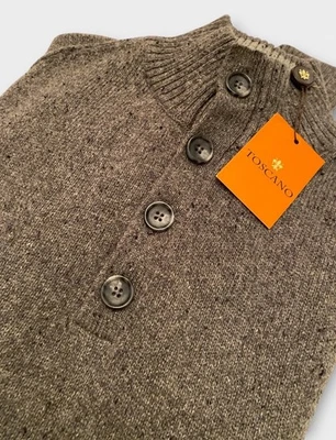 Toscano Sweater Men XL Gray Knit  Wool Blend Pullover 1/4 Button Knit Preppy NEW - Image 1 of 4