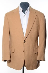 42S kurzer Vintage weicher hellbrauner beige Kamelhaar 2-Knopf Sport Mantel Blazer Jacke - Bild 1 von 8