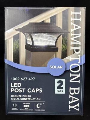 Tapas de poste LED solares Hampton Bay acabado bronce esmerilado paquete de 2 1002 627 497 ¡NUEVO EN CAJA! Foto 1 de 4