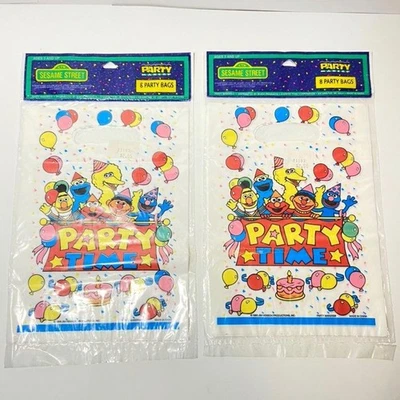 Juego de 2 bolsas de botín Jim Henson Sesame Street 1993 8 cuentas fiesta de cumpleaños golosinas Foto 1 de 4