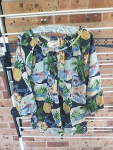 Lulalife Size S Cotton Top 3/4 Sleeve Bright Floral Beach Elastic Cuffs Pretty - Bild 1 von 10