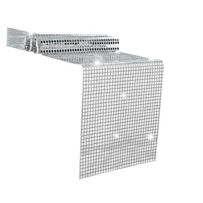 Corredor de mesa de discoteca plateado 12 x 108 pulgadas - Mesa de lentejuelas con espejo 12 x 108 pulgadas plateada Foto 1 de 4