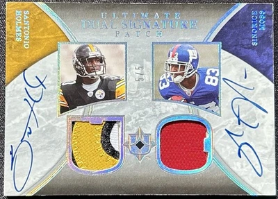 2006 Ultimate Collection Santonio Holmes Sinorice Moss Rookie Dual Patch Auto /5 - Image 1 of 2