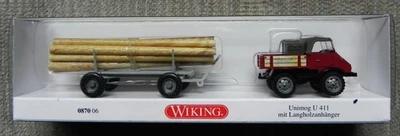 Wiking 087006 Unimog U 411 mit Langholzanhänger, braunrot, 1 : 87 DA 0925 - Bild 1 von 4