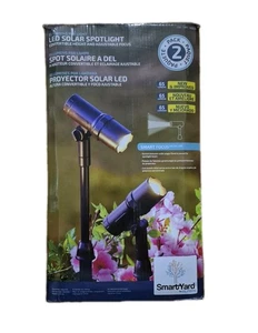 Smartyard, 2 Pk LED Solar Spotlights Floodlights, Walkway Landscape Garden 65 Lm - Picture 1 of 4