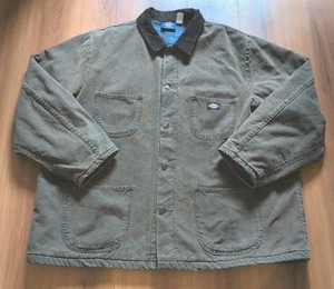 Vtg Dickies Jacket Mens XXL Canvas Blanket Lined Chore Work Coat Corduroy Collar - Picture 1 of 18