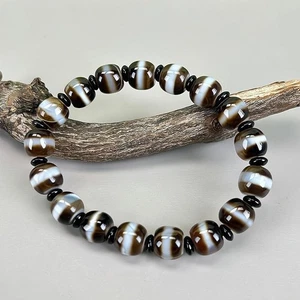 Regalo de Navidad China Mongolia Interior Gobi Bandas Ágata Cuentas Pulsera - Imagen 1 de 2