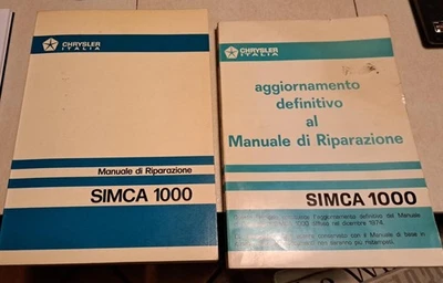 Manuale di Assistenza Officina Riparazioni SIMCA 1000 1974 + AGGIORNAMENTO 2 VOL - Immagine 1 di 3