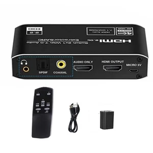 4K 60Hz 2 In 1 Out HDMI 2.0b Audio Extractor Switcher W/ Earc & Toslink For TV - Picture 1 of 12