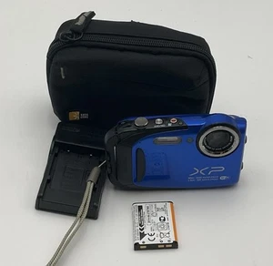 Fujifilm Finepix XP75 16MP Waterproof Digital Camera Blue - 32 GB Memory + Case - Picture 1 of 8