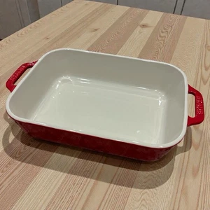 STAUB Red Ceramic Baking Dish Casserole Medium Baker - Picture 1 of 7